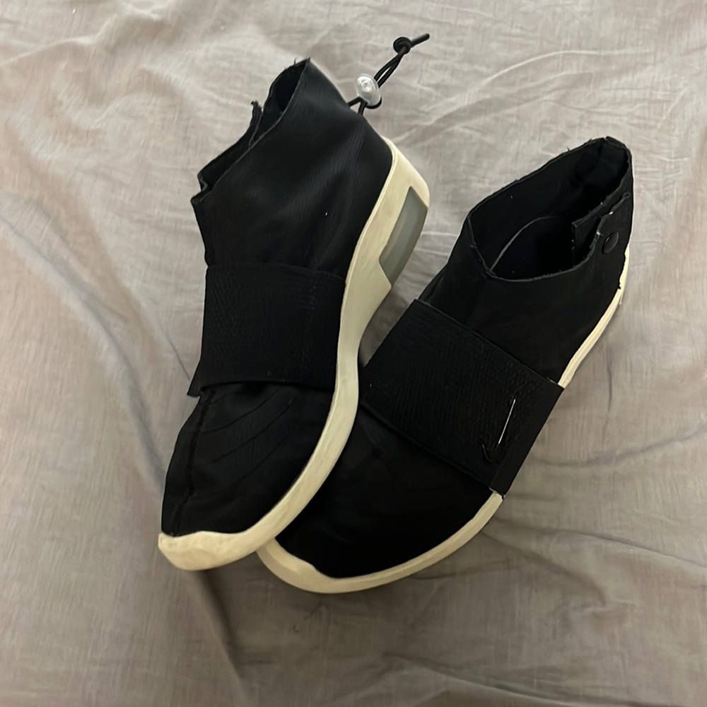 Black Nike fear of god moccasins